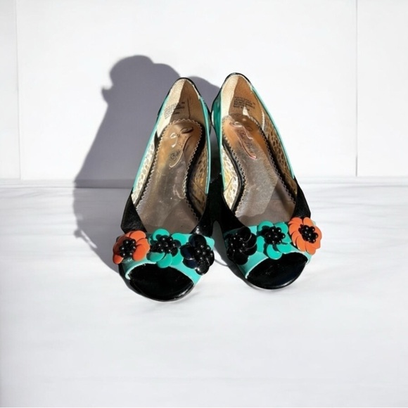 🌻Poetic License Retro Patent Leather Color Block Flower Flats Size 6 - Picture 6 of 9